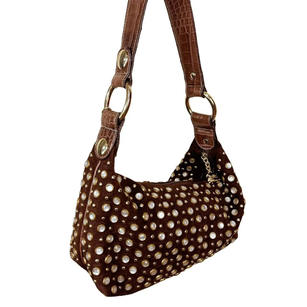 Y2K Studded Suede Shoulder Bag
