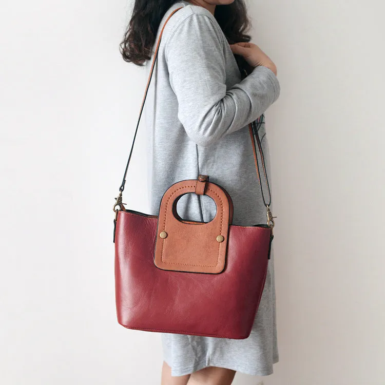 YAAGLE Personalized Women Contrast Color Leather Handbag Set YGA031