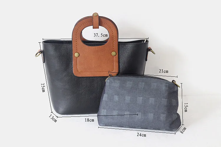 YAAGLE Personalized Women Contrast Color Leather Handbag Set YGA031