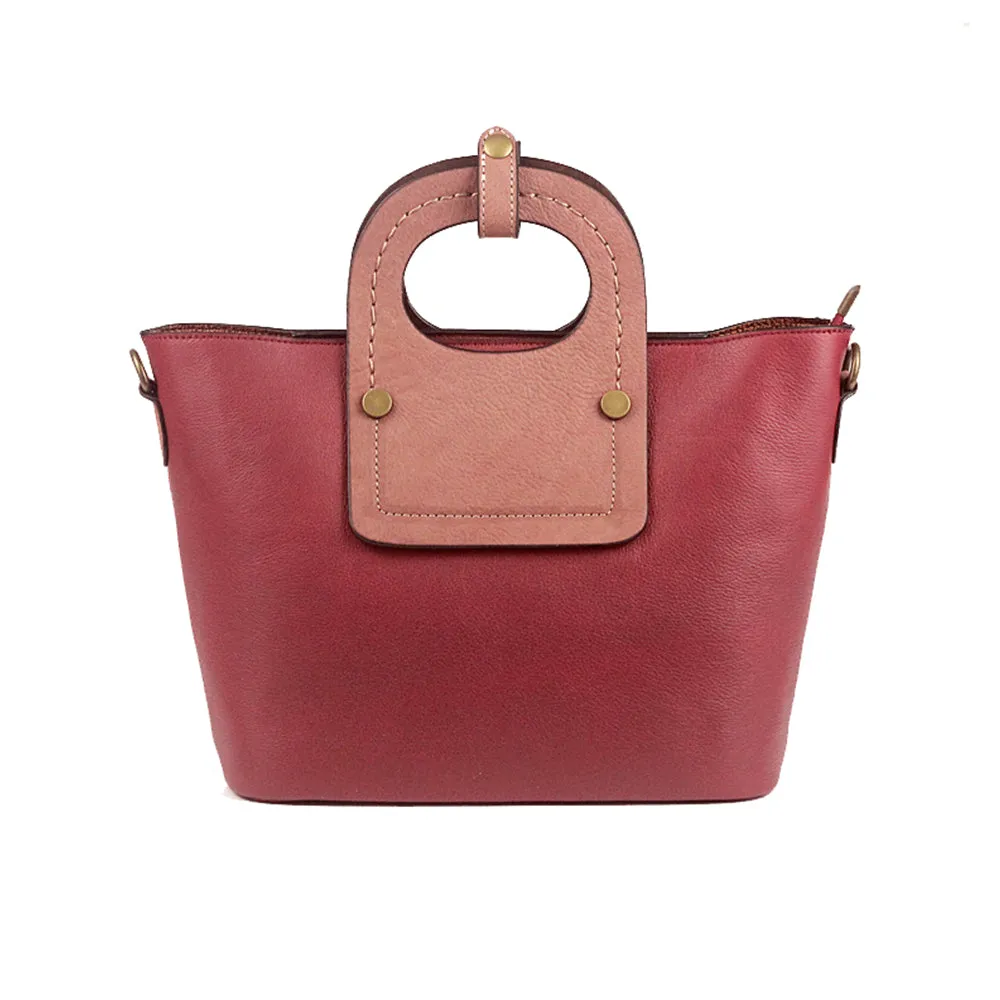 YAAGLE Personalized Women Contrast Color Leather Handbag Set YGA031